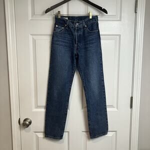 Vintage Levi's 501 Womens Blue Jeans Med Wash Button Fly Tapered Leg Size 23x28